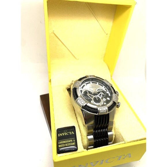 Invicta Men's Watch 29569 Bolt Quartz Chronograph Silver Black Steel 50mm Case - Picture 3 of 15